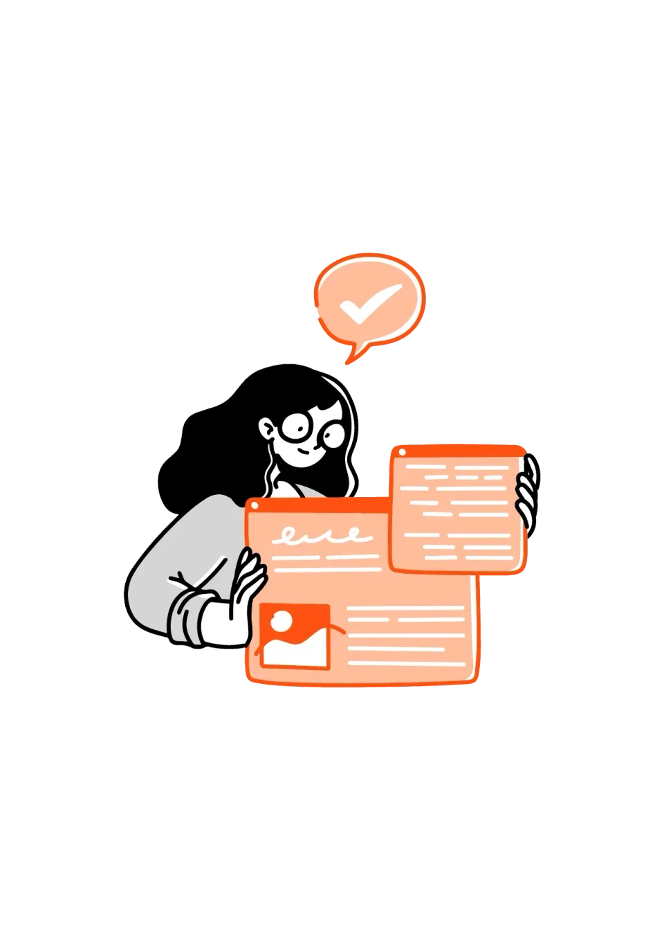 Partu AI Readiness Score — illustration of a person reviewing content quality cards
